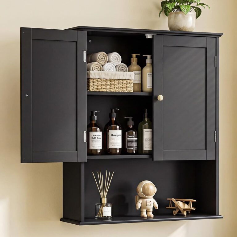 Bathroom Wall Cabinet, Black 30" x 24" Wall Mounted Medicine Cabinet, Over Toilet Storage Hanging Cabinet Adjustable Shelves Cupboard with Large Space for Laundry Room, Bedroom, Kitchen, Entryway
