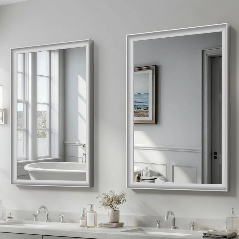 USHOWER 2 Pack 24x36 Inch Brushed Nickel Bathroom Mirrors for Over Sink