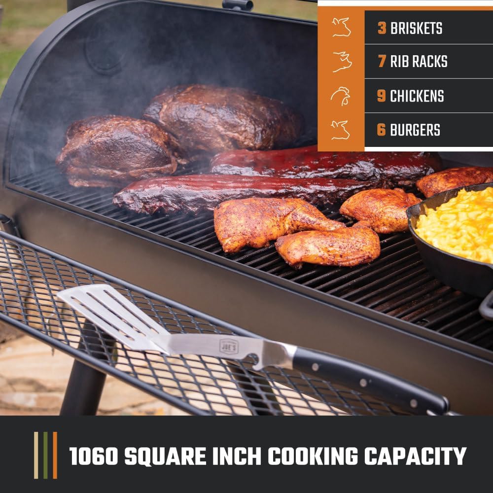 Oklahoma Joe's Longhorn Offset Charcoal Smoker and Grill with 1060 sq. in. Cooking Area in Black - Image 3
