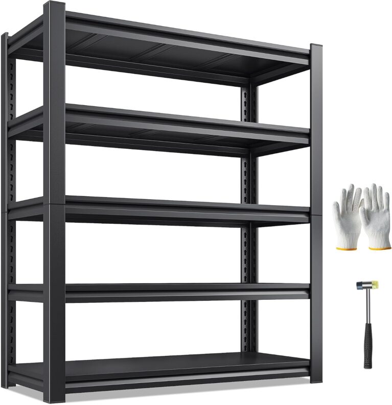 REIBII 5 Tier Garage Shelving for Garage, Adjustable Metal Shelving
