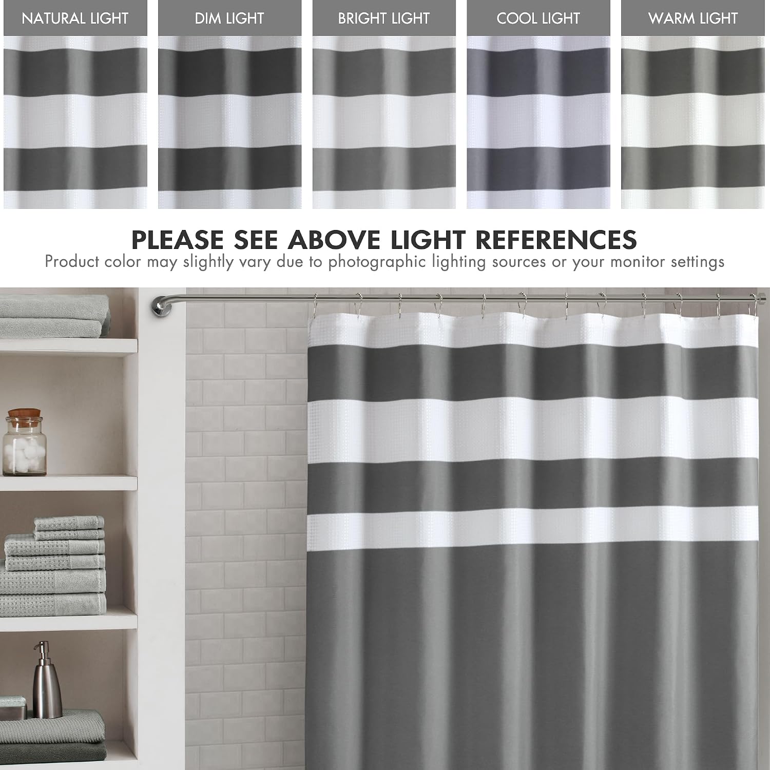 Madison Park Spa Waffle Weave Extra Long Shower Curtain, 72 x 84, Charcoal - Image 4