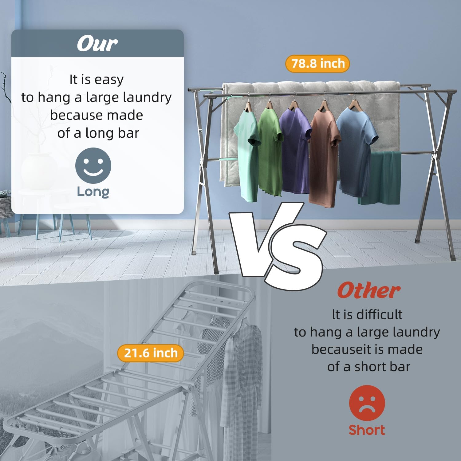 95" Clothes Drying Rack,Laundry Drying Rack Clothing for Indoor Outdoor - Image 4