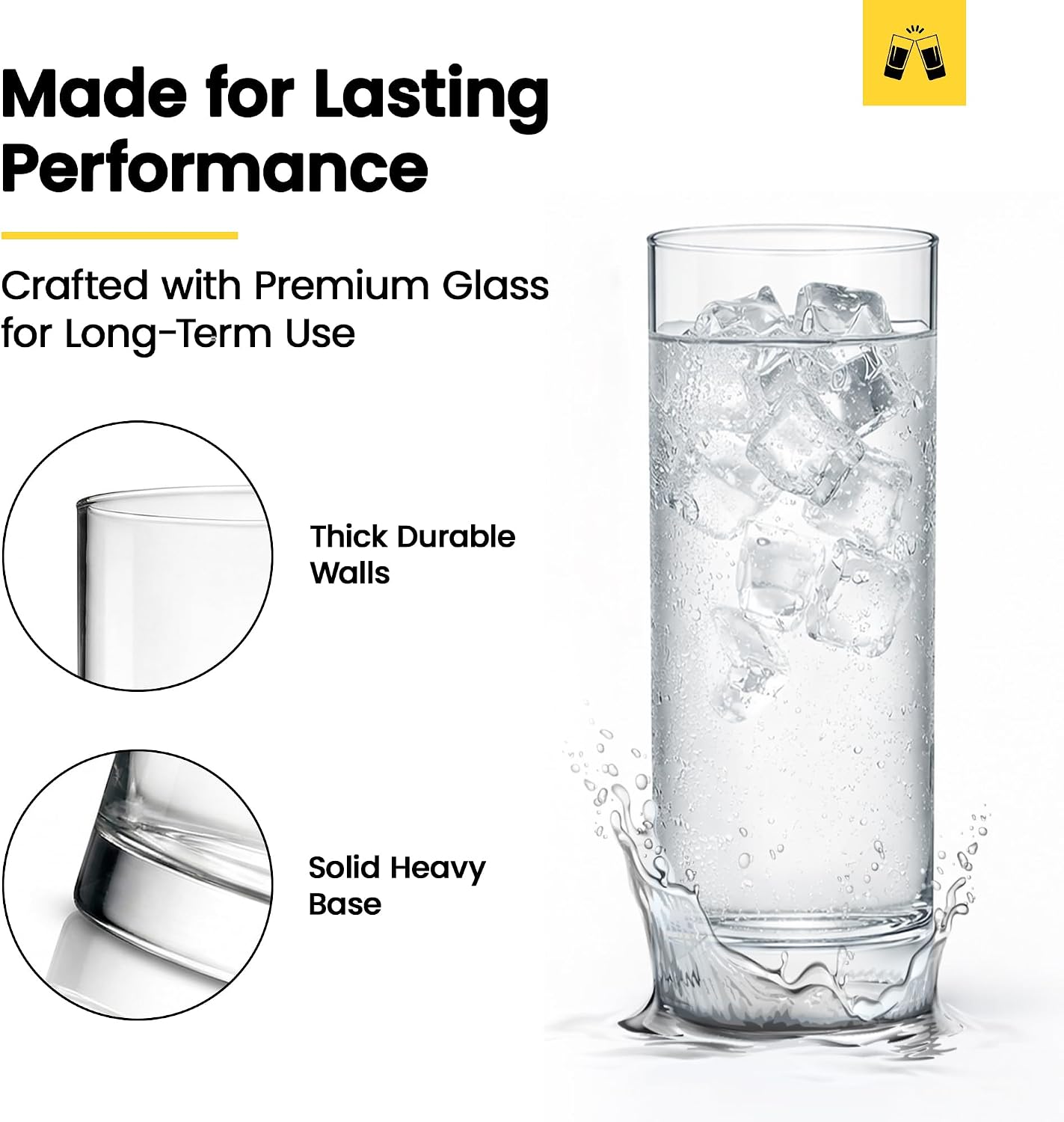 LEMONSODA Premium Highball Glass Set, Tom Collins Glasses 12oz Set of 6 - Image 7