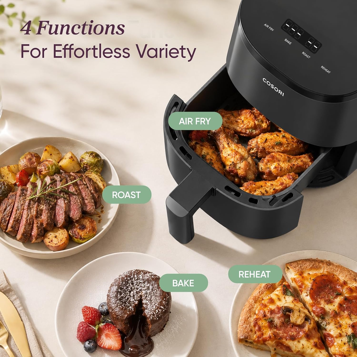 Cosori Lite 2.1 Qt Small Air Fryer, Max 400°F, 4-in-1, 97% less oil, Gray - Image 7