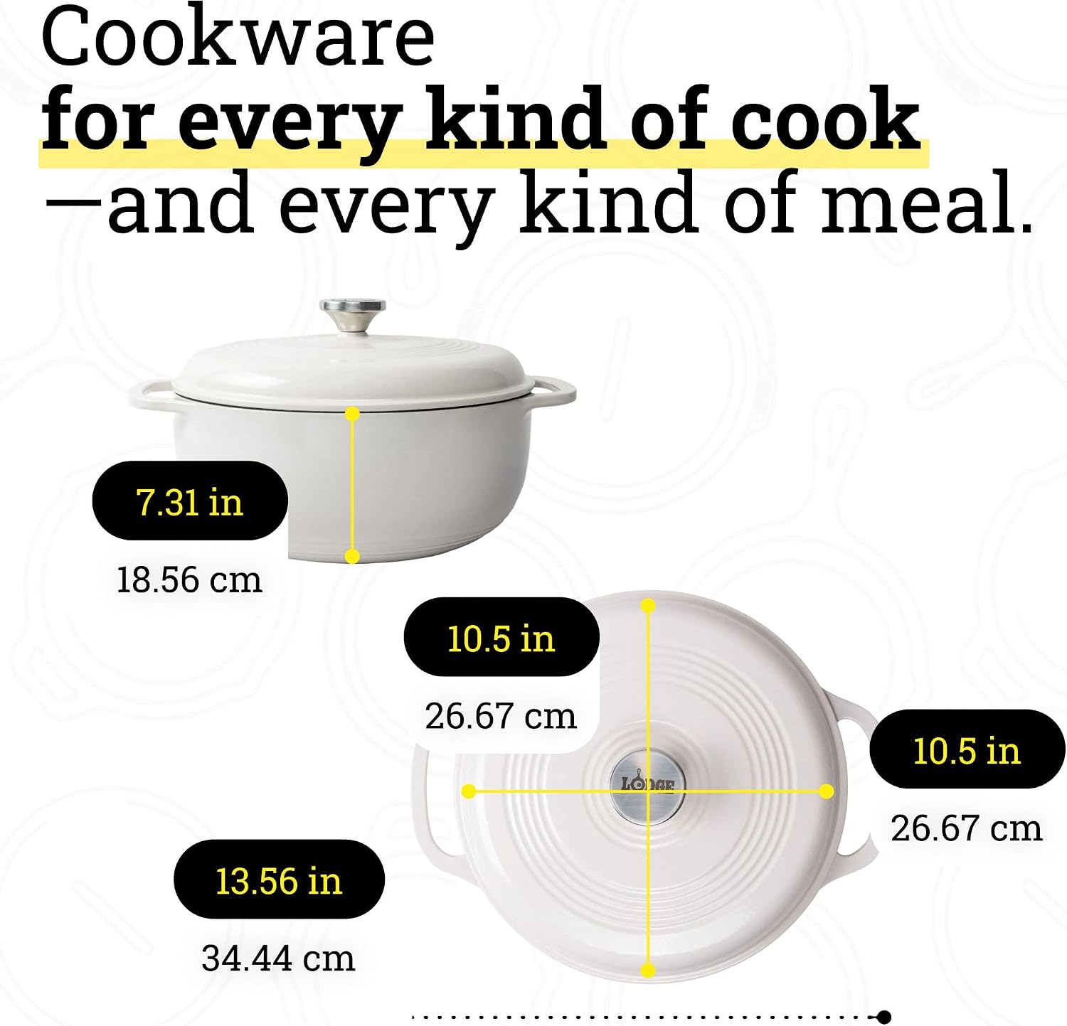 Lodge Essential Enamel Cast Iron Dutch Oven, 6 Quart, Oyster White - Image 4