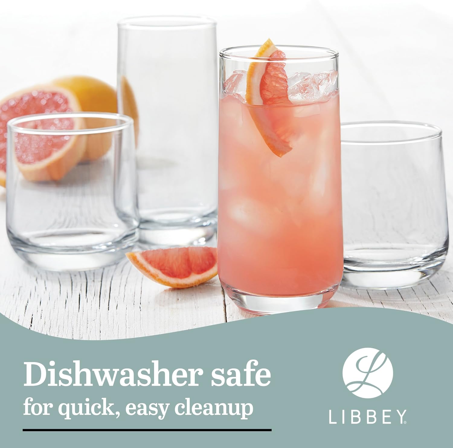 Libbey Ascent Tumbler & Rocks Drinking Glasses Set of 16, Clear Glass Cups - Image 5