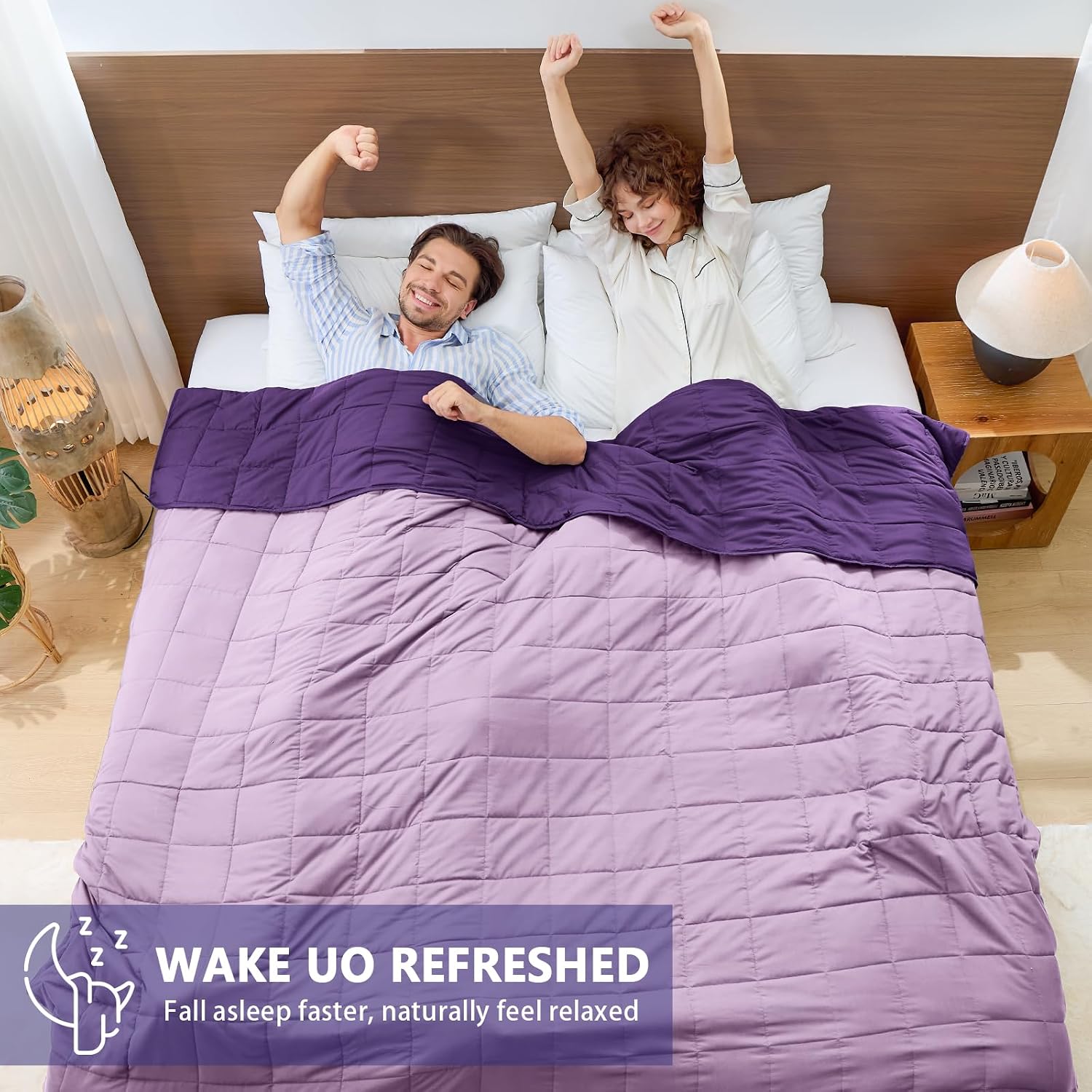 yescool Weighted Blanket for Adults 20lbs Queen Size, 60" x 80", Purple - Image 8