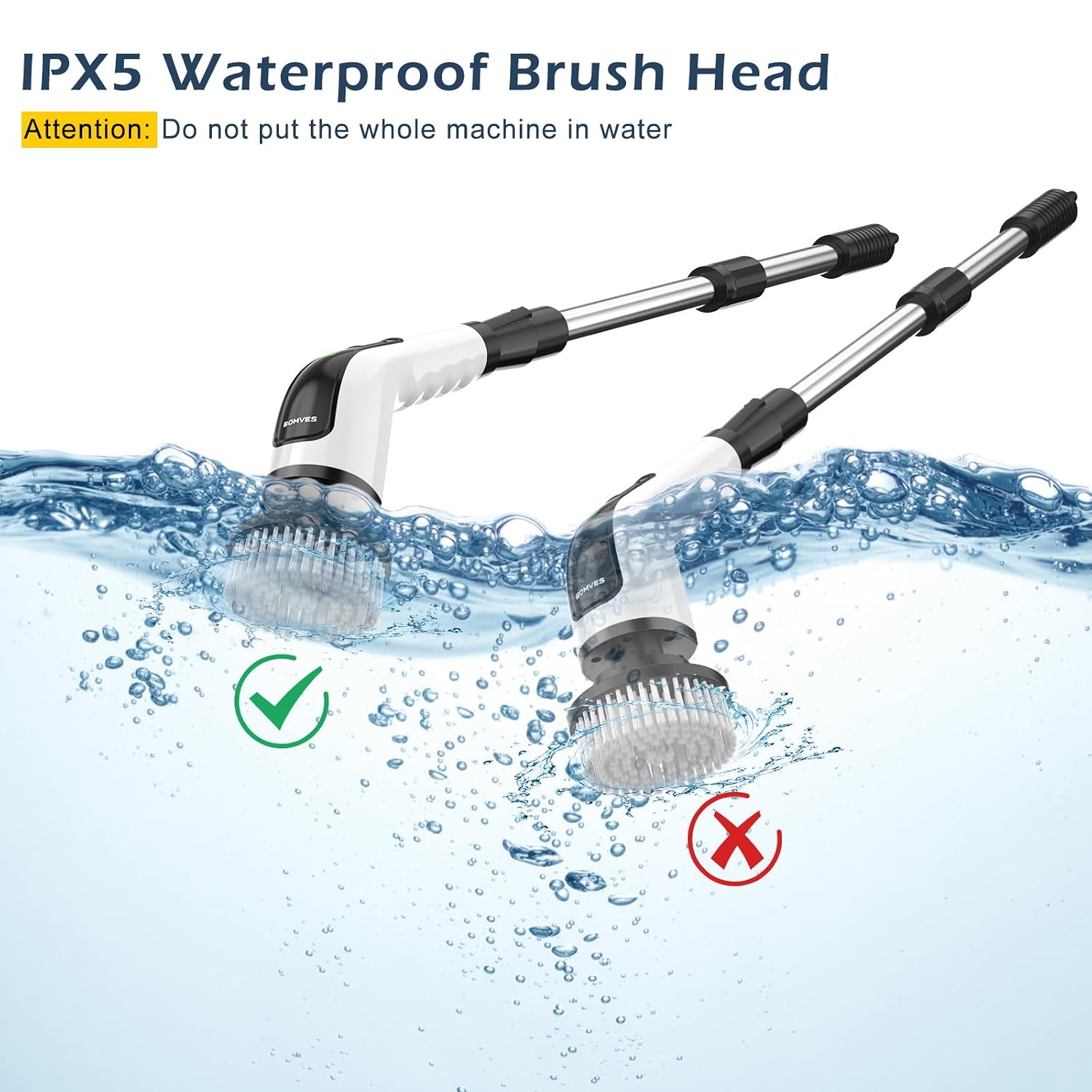 Electric Spin Scrubber, Power Shower Cleaning Brush with Long Handle - Image 7