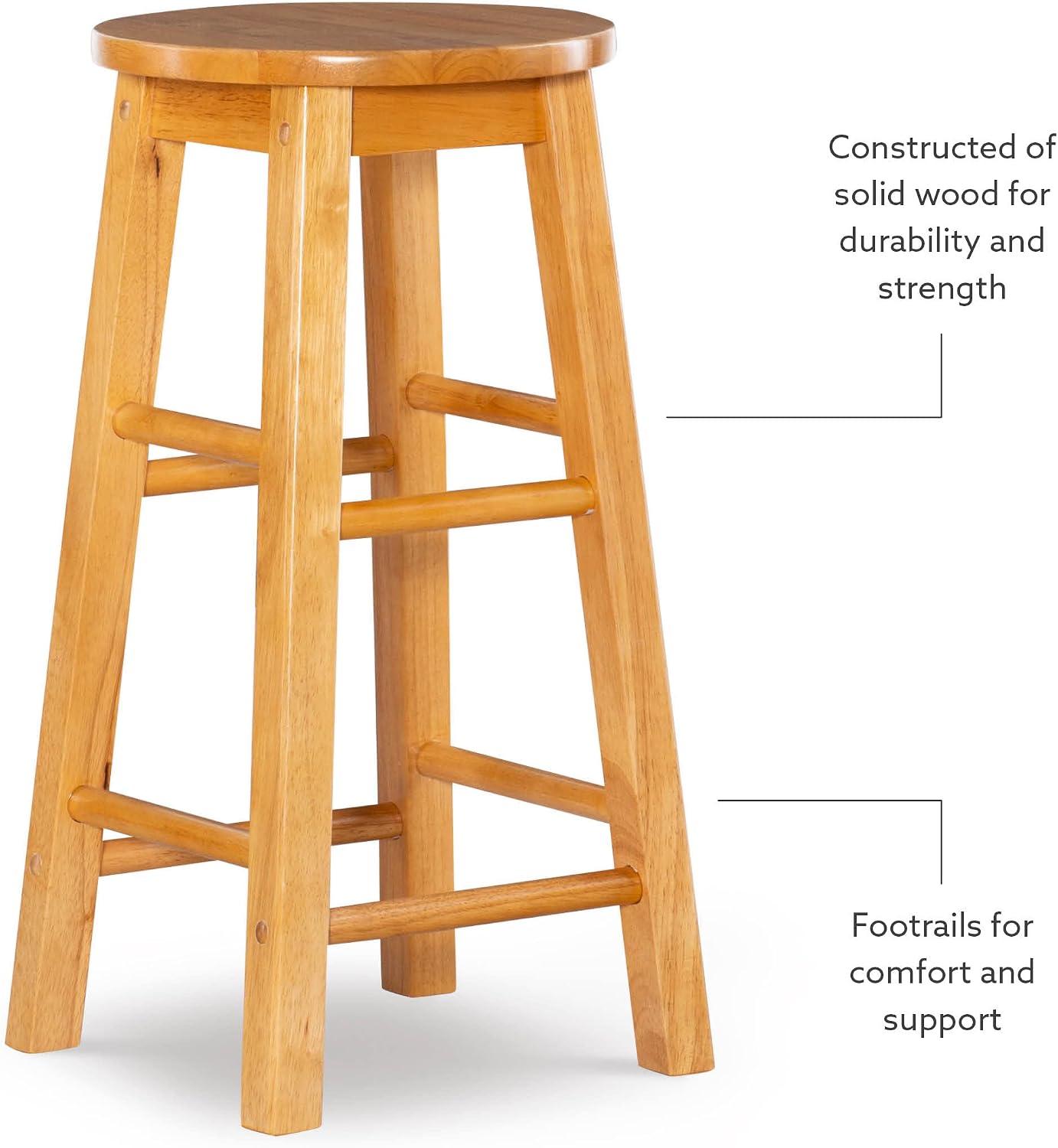 Linon Natural Barstool with Round Seat, 24-Inch - Image 11