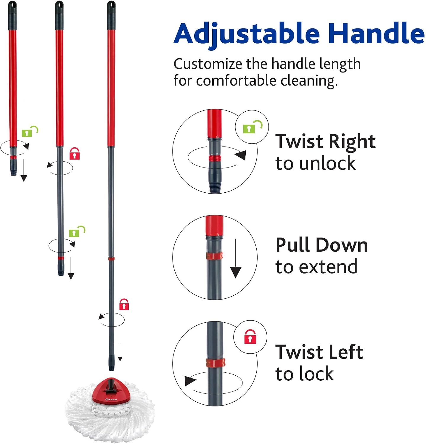 O-Cedar EasyWring Microfiber Spin Mop, Bucket Floor Cleaning System, Red, Gray, Standard - Image 9