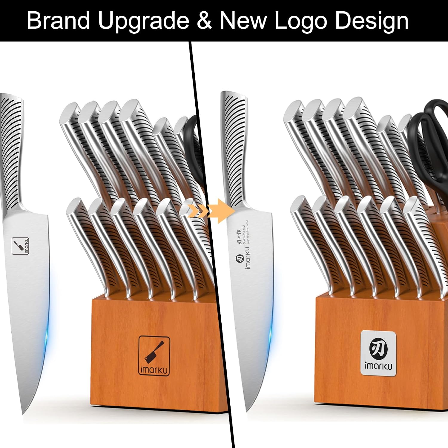 imarku 14-Piece Japanese Gyutou Stainless Steel Kitchen Knife Set - Image 7