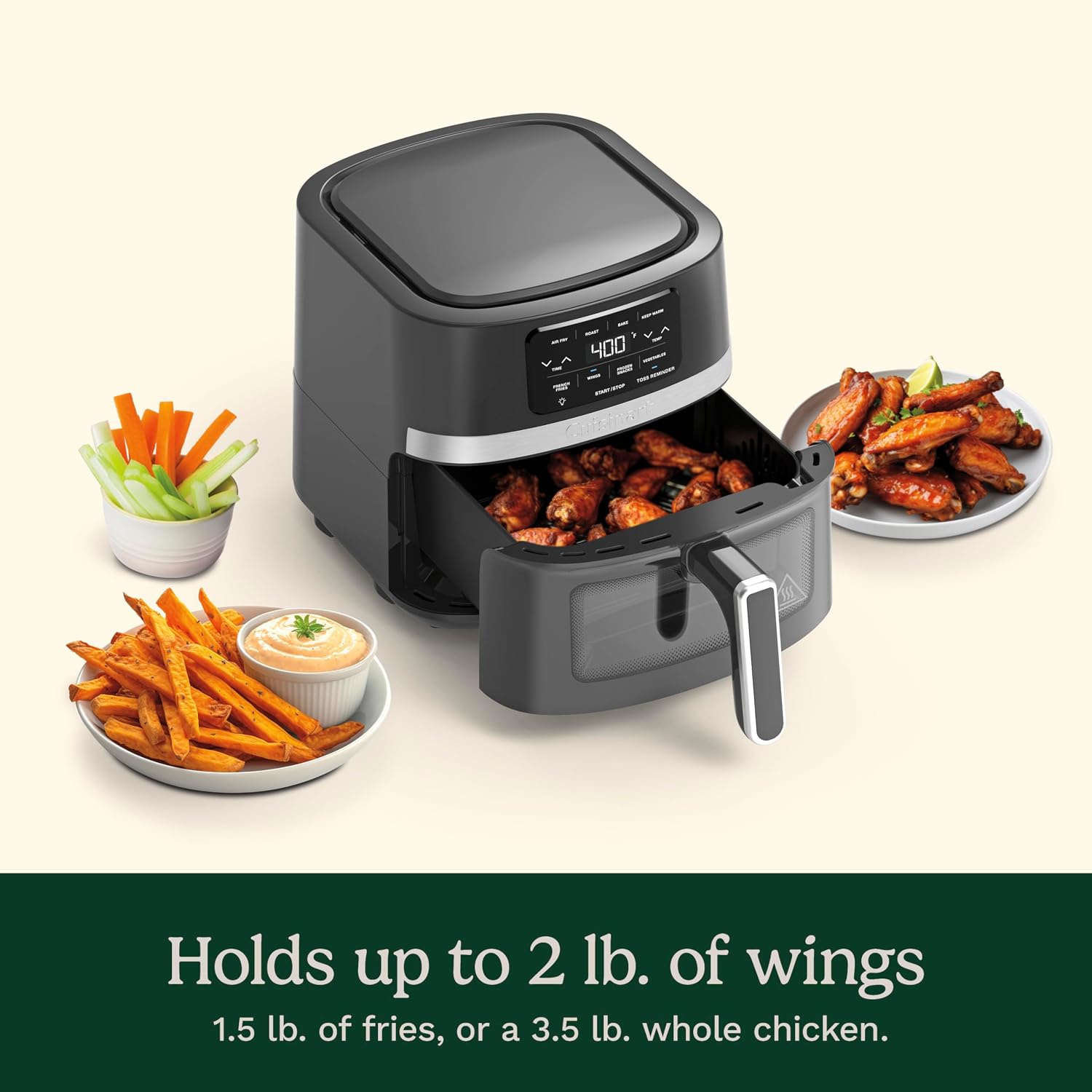 Cuisinart Air Fryer, 4.5-Quart Basket Fryer with 4 Cooking Functions to Air Fry, Roast, Bake, and Keep Warm, 4 Airfryer Presets, Dishwasher-Safe Parts, AIR-160NAS, Stainless Steel & Black - Image 4