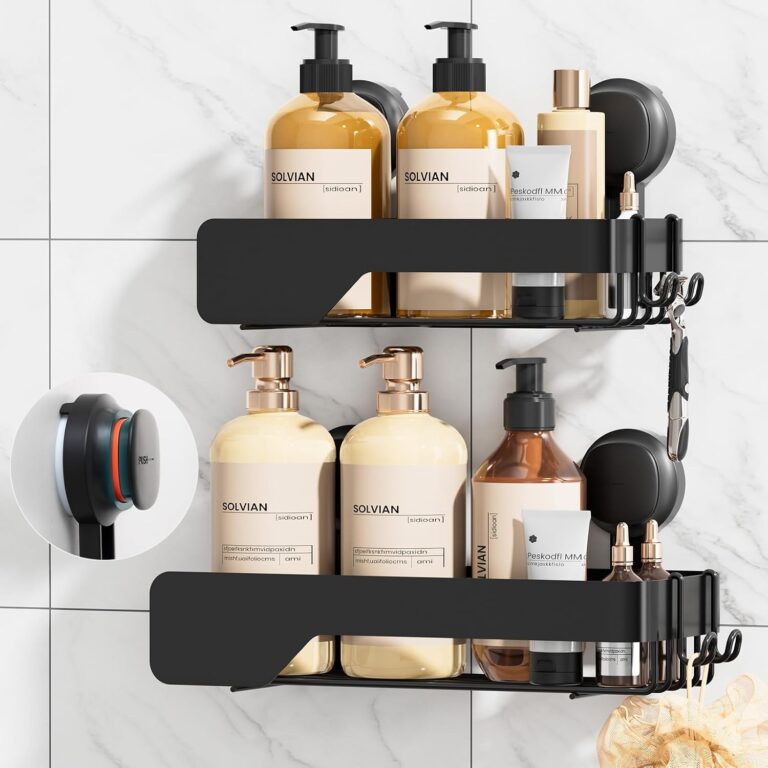 TAILI Shower Caddy Suction Cup Rustproof Metal Visible indicator Black