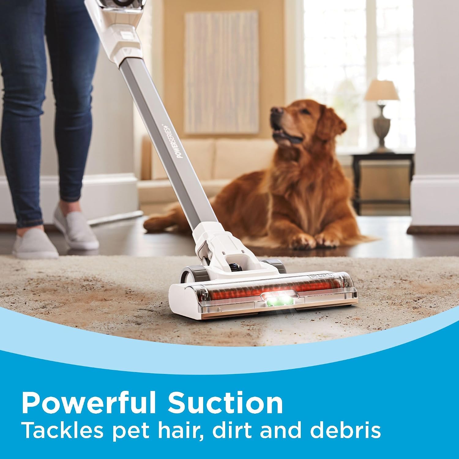 BLACK+DECKER POWERSERIES+ 20V MAX Cordless Stick Vacuum Cleaner with LED Floor Lights, Bagless, Lightweight, Cordless Vacuum Cleaners for Home, Up to 44 Minutes, Powerful Suction, Gray (BHFEA520J) - Image 6