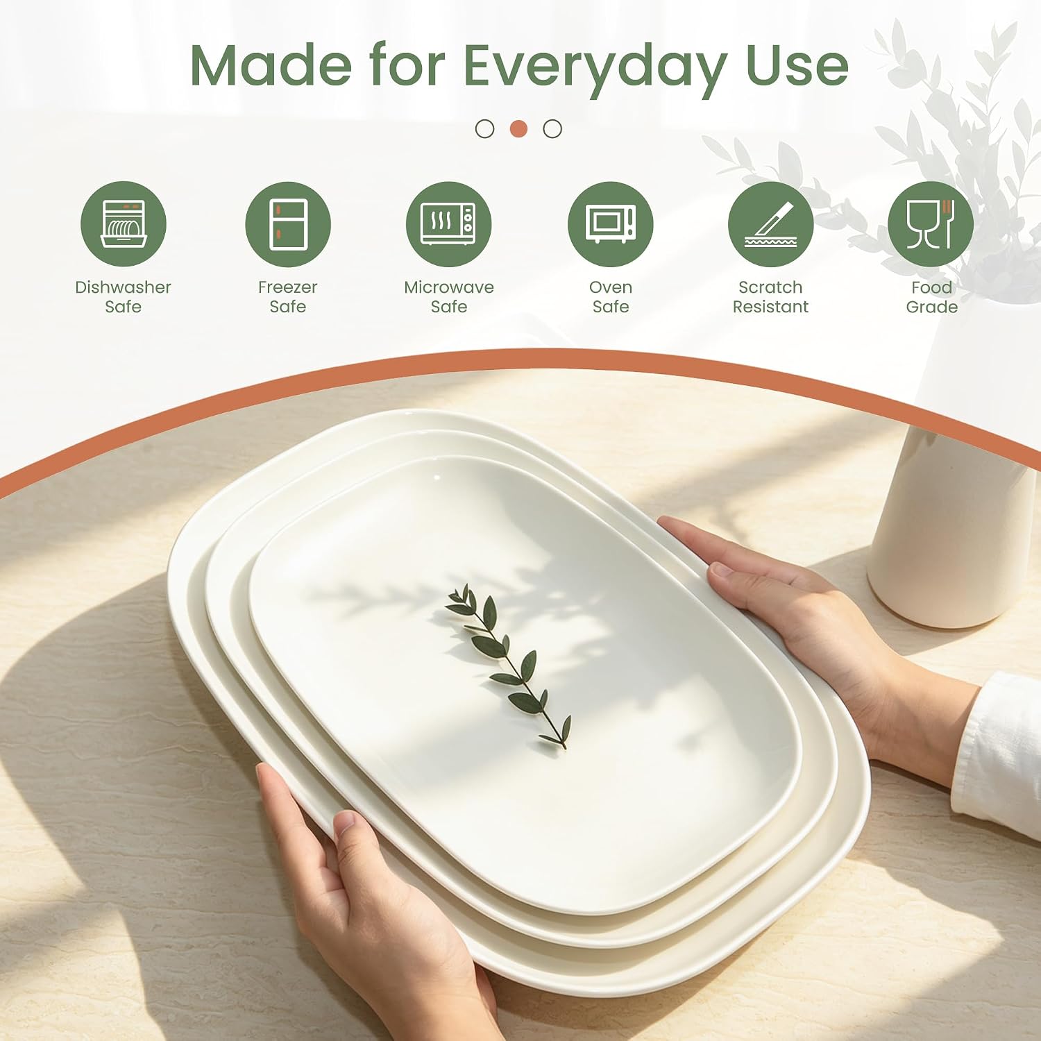Kassel Ceramic Serving Platter Set 16”/14”/12” White Porcelain Serveware for Parties & Entertaining - Decorative Oven-Safe Serving Dishes & Platters for Food, Cookies, Meat & Turkey Oval Large - Image 3