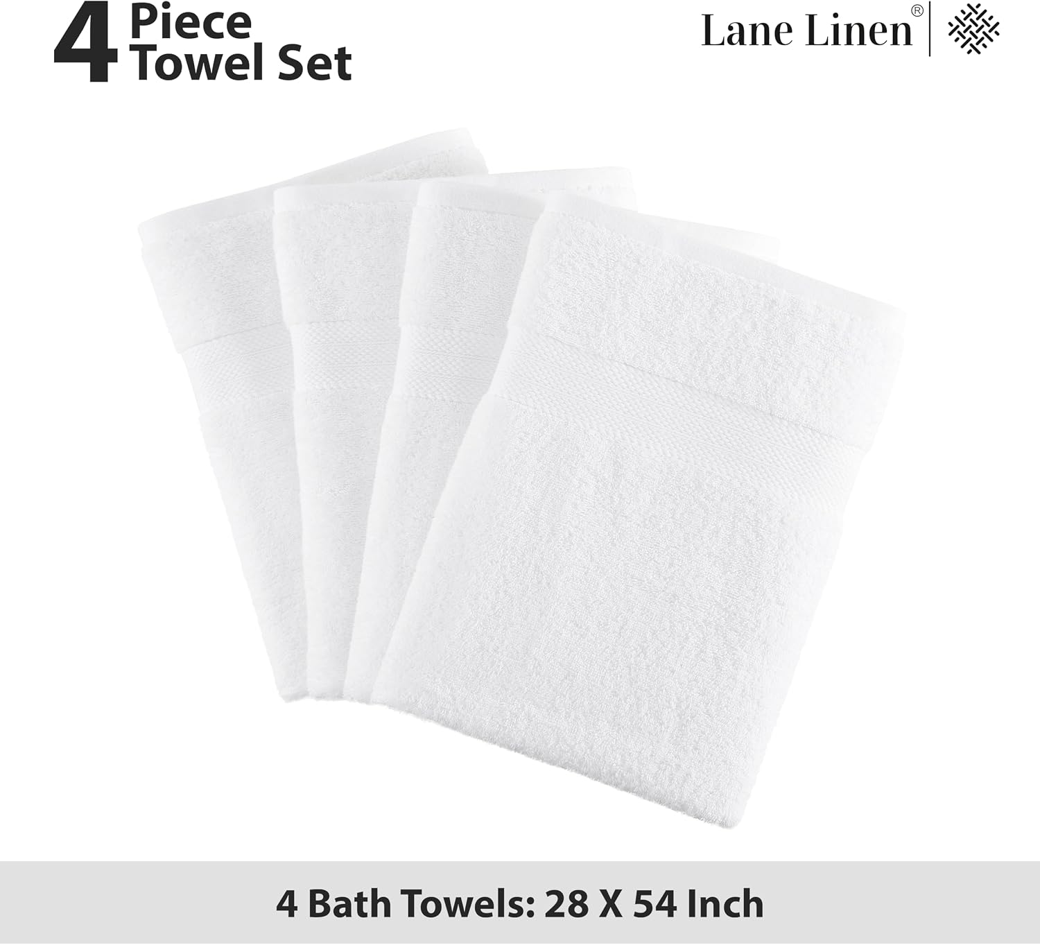 LANE LINEN Large Bath Towel Set Absorbent Quick Dry 100% Cotton - White - Image 5