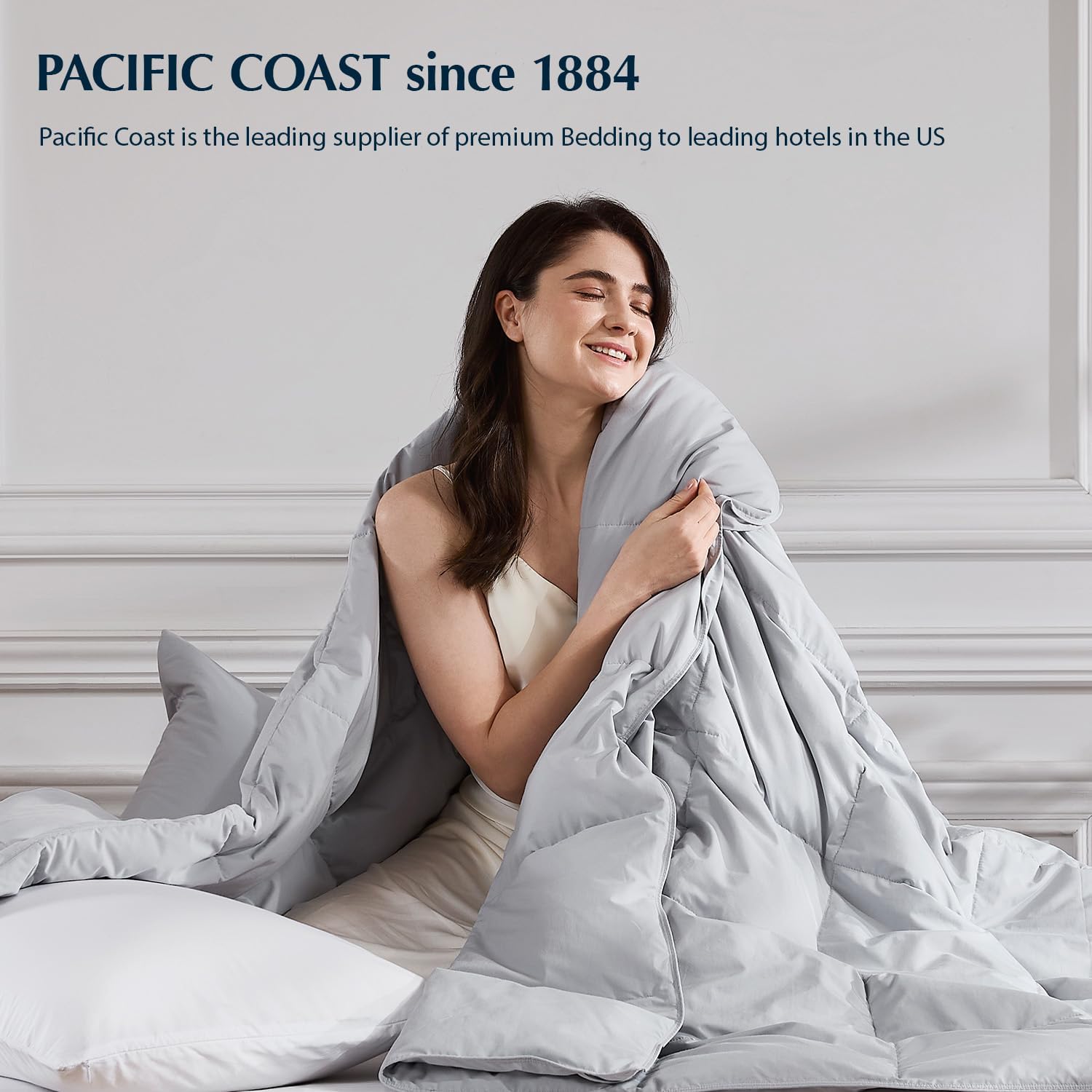 Pacific Coast Lightweight Goose Feather Down Fiber Comforters King Size, Summer Duvet Insert, Ultra Soft, Breathable, Hotel Luxury Bedding Comforter with 8 Tabs, Light Grey, 106 x 90 inches - Image 9