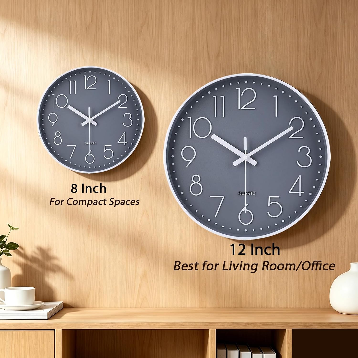 jomparis Wall Clock 12 Inch Non-Ticking Silent Battery Operated Round Wall Clock Modern Elegant Simple Style Clock for Home Office Kitchen Bedroom Living Room - Image 4