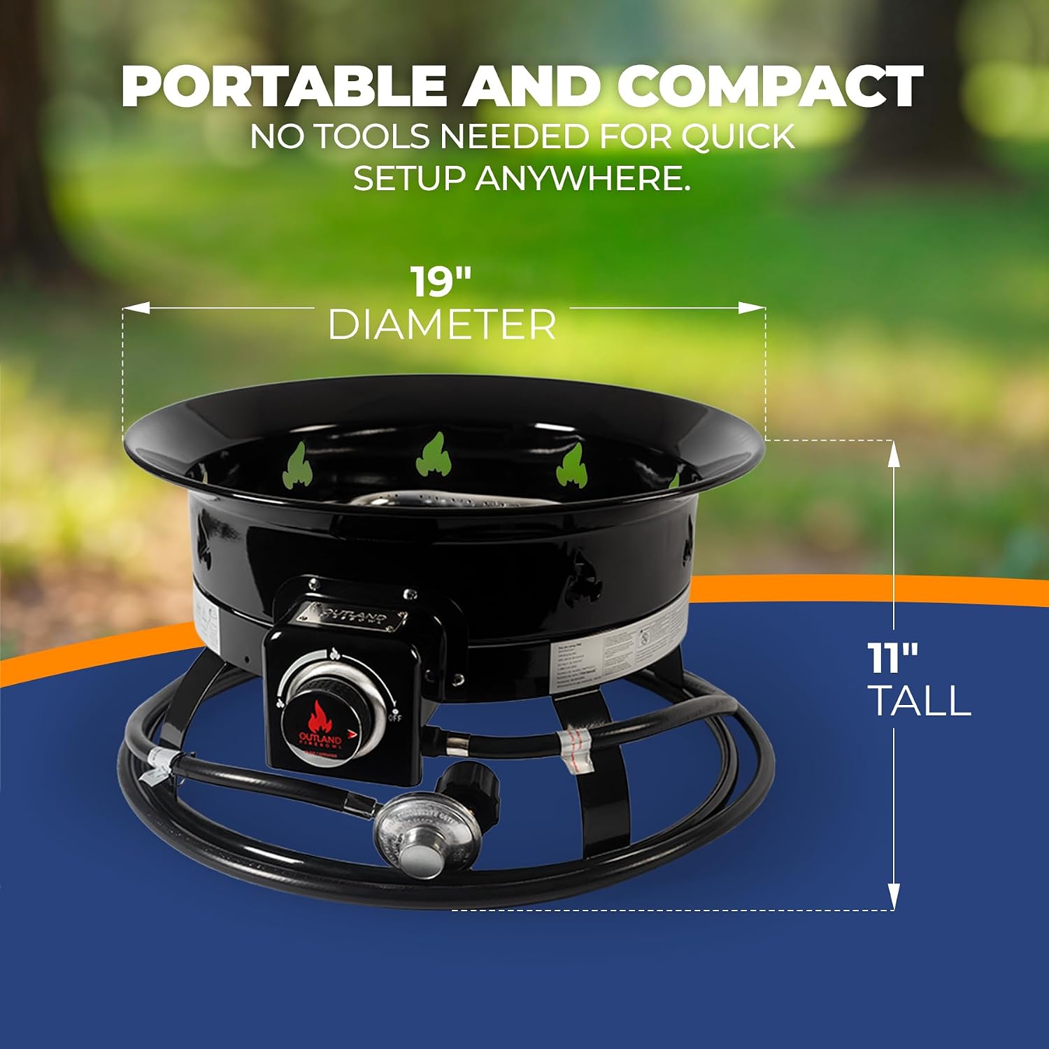 Outland Living Portable Propane Fire Pit, 19-inch, 58,000 BTU with Fire Pit Cover & Carry Kit, Smokeless Gas Firebowl | Perfect for Camping, Patio, Backyard, Tailgating, Deck, RV| Black 893 Deluxe - Image 6