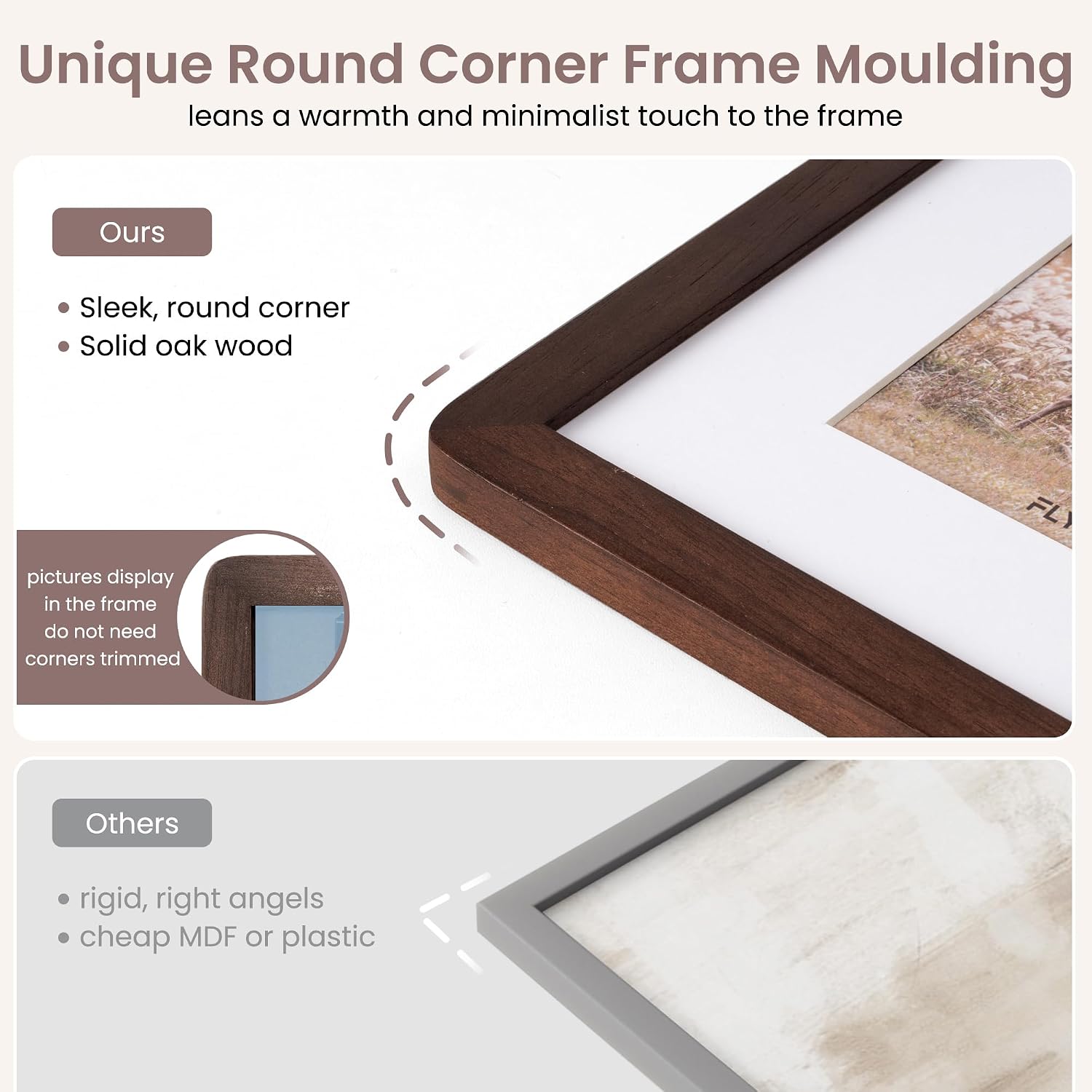 FLYJOE 12x16 Picture Frame - Solid Walnut Wood 12''x16'' Poster Frame, 12x16 Picture Frame With Mat For 8.5x11, Tempered Glass and Hanging Hardware Included, 16 By 12 Frame Wood, Natural Walnut - Image 7