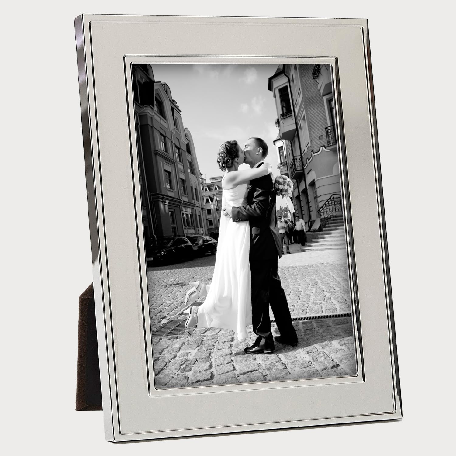 Siena Flat Double Border Plain Silver Picture Frame, Tarnish Resistant Finish, Perfect Photo Frame for any End Table, Credenza, Shelf, or Nightstand, Silver 5x7 - Image 3