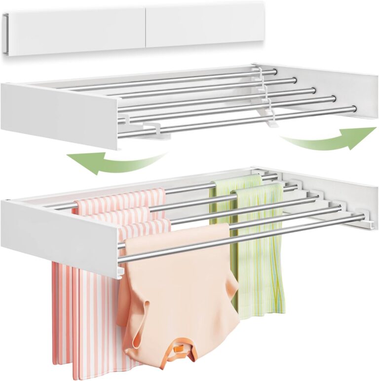 Vikaqi Wall Mounted Clothes Drying Rack 32", Foldable Wall Laundry Rack