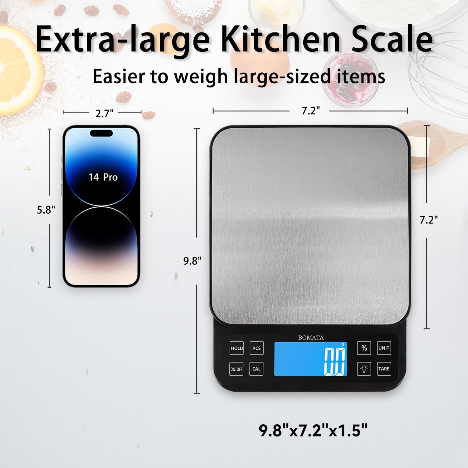 BOMATA Large Kitchen Scale 0.1g/0.001oz High Precision, 11lb Bakery Scale - Image 2