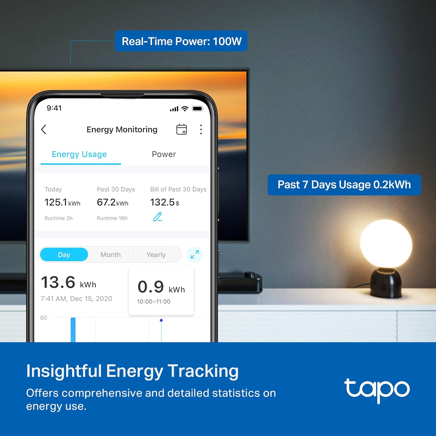 Tapo Smart Plug, Matter Compatible, Energy Monitoring, P110M(4-Pack), 15A - Image 4