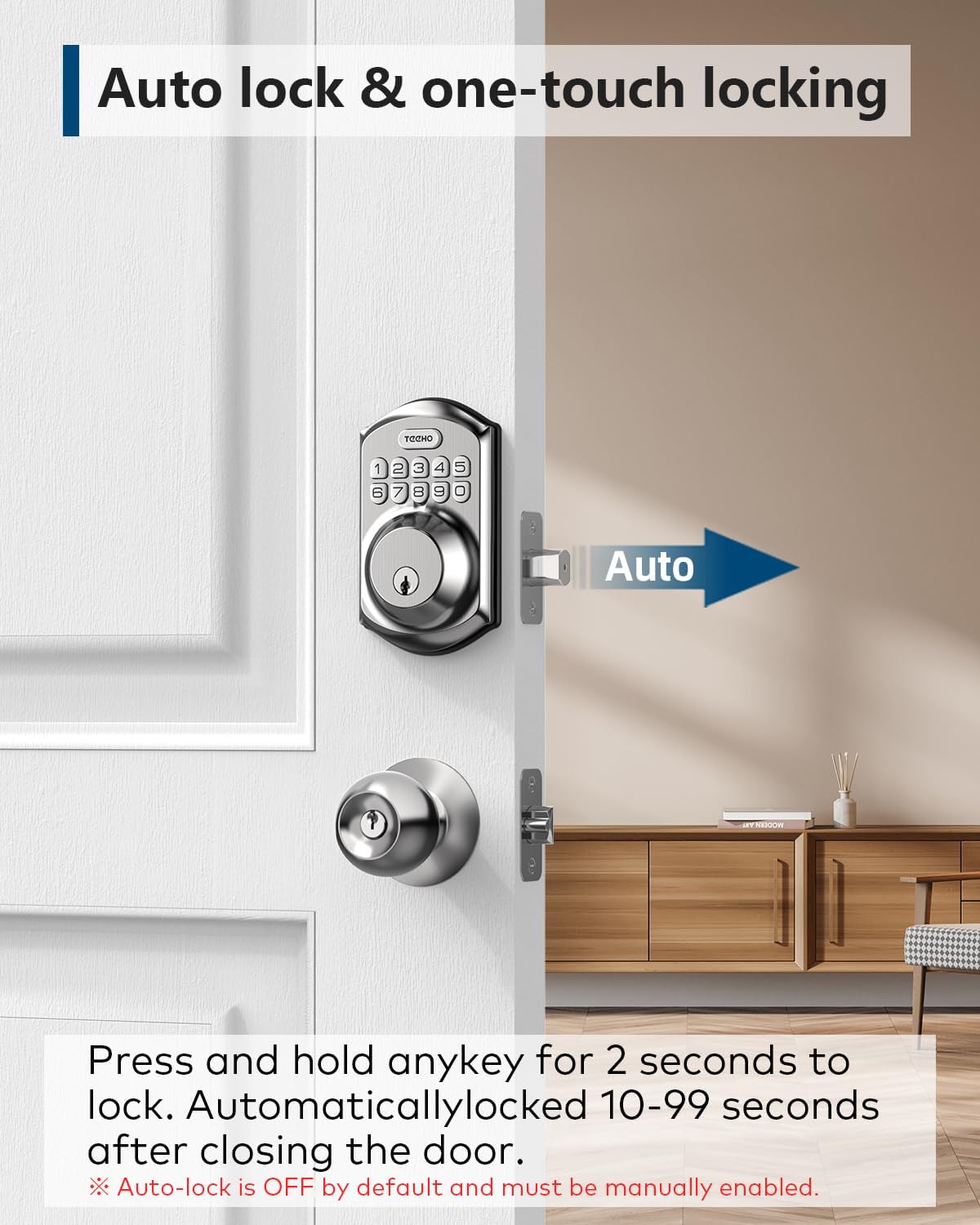 TEEHO TE001 Keyless Entry Deadbolt with Keypad for Front Door, Satin Nickel - Image 3