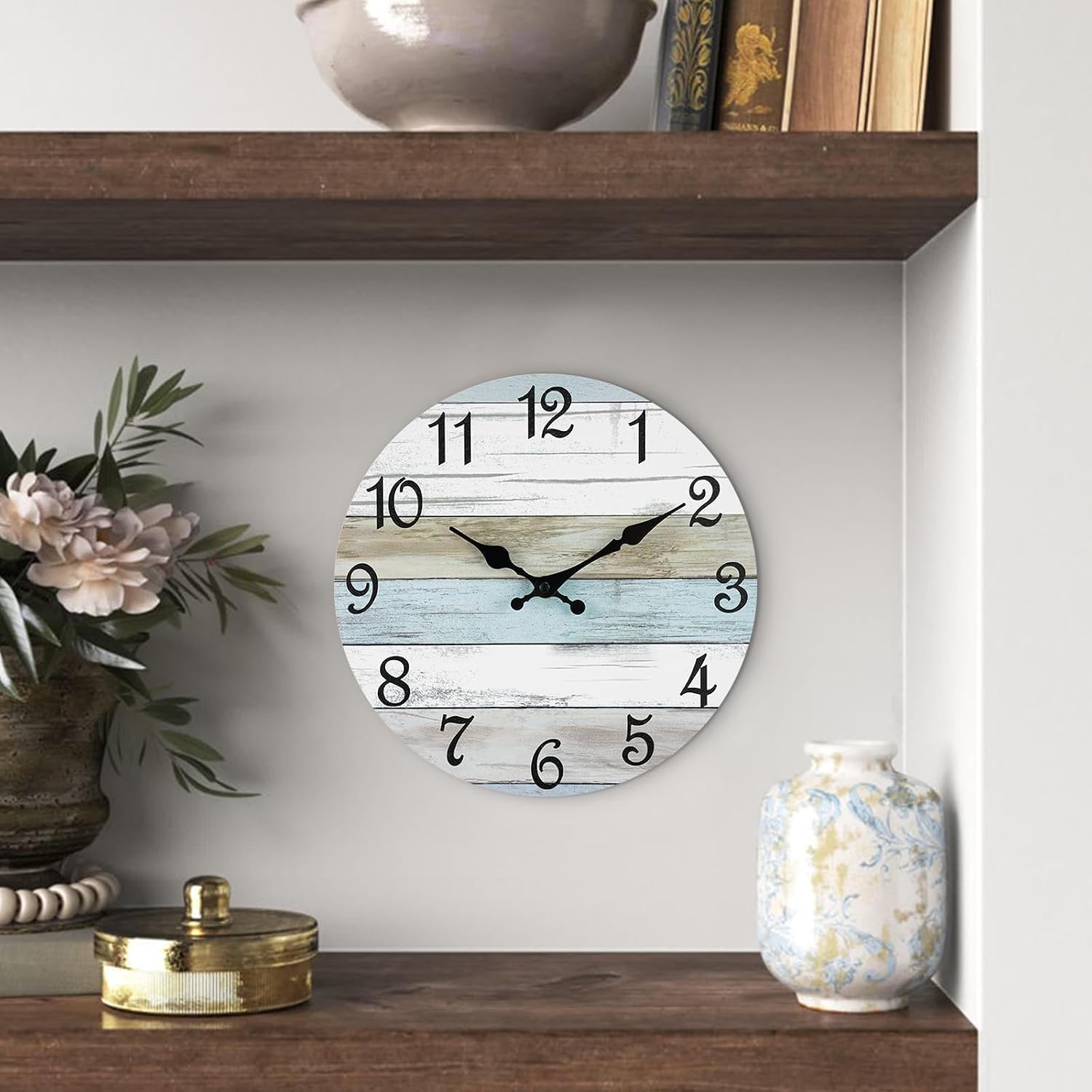 CHYLIN Wall Clock Non-Ticking Battery Operated Silent Rustic Coastal - Image 8