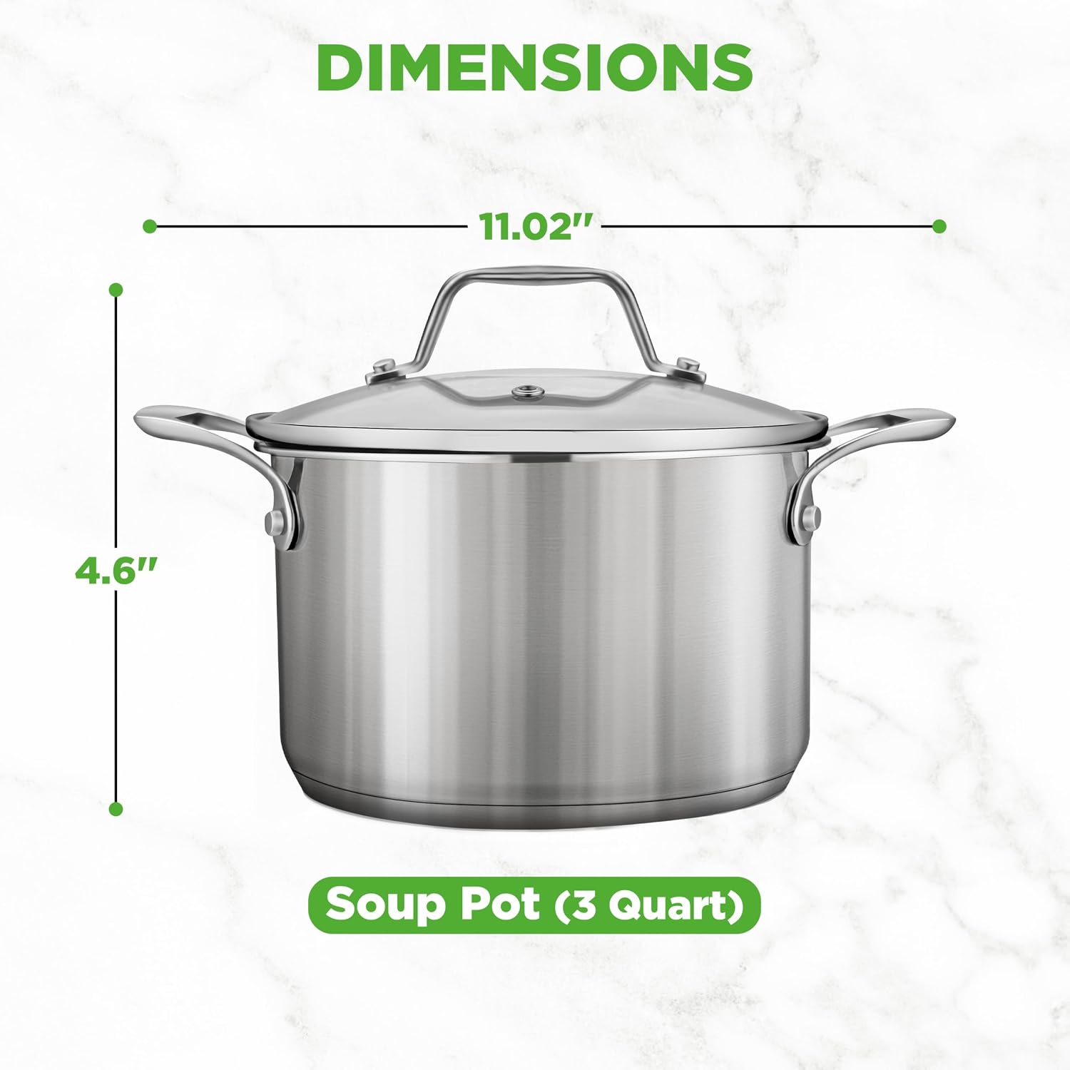NutriChef 3-Quart Stainless Steel Soup Pot - 18/8 Food Grade Heavy Duty Cookware, Stock Pot, Stew Pot, Simmering Pot Kitchenware w/See Through Lid, Dishwasher Safe, For Induction Gas Ceramic Cooktops - Image 5
