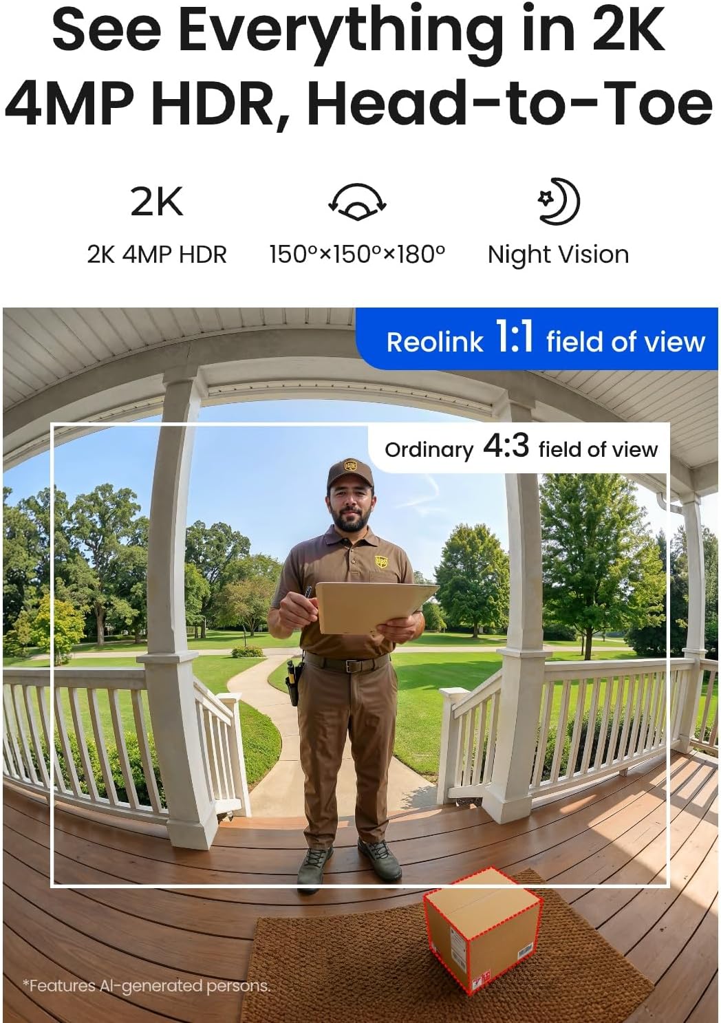 REOLINK Battery Video Doorbell (2nd Gen) 2K 4MP Wireless Outdoor Camera - Image 2