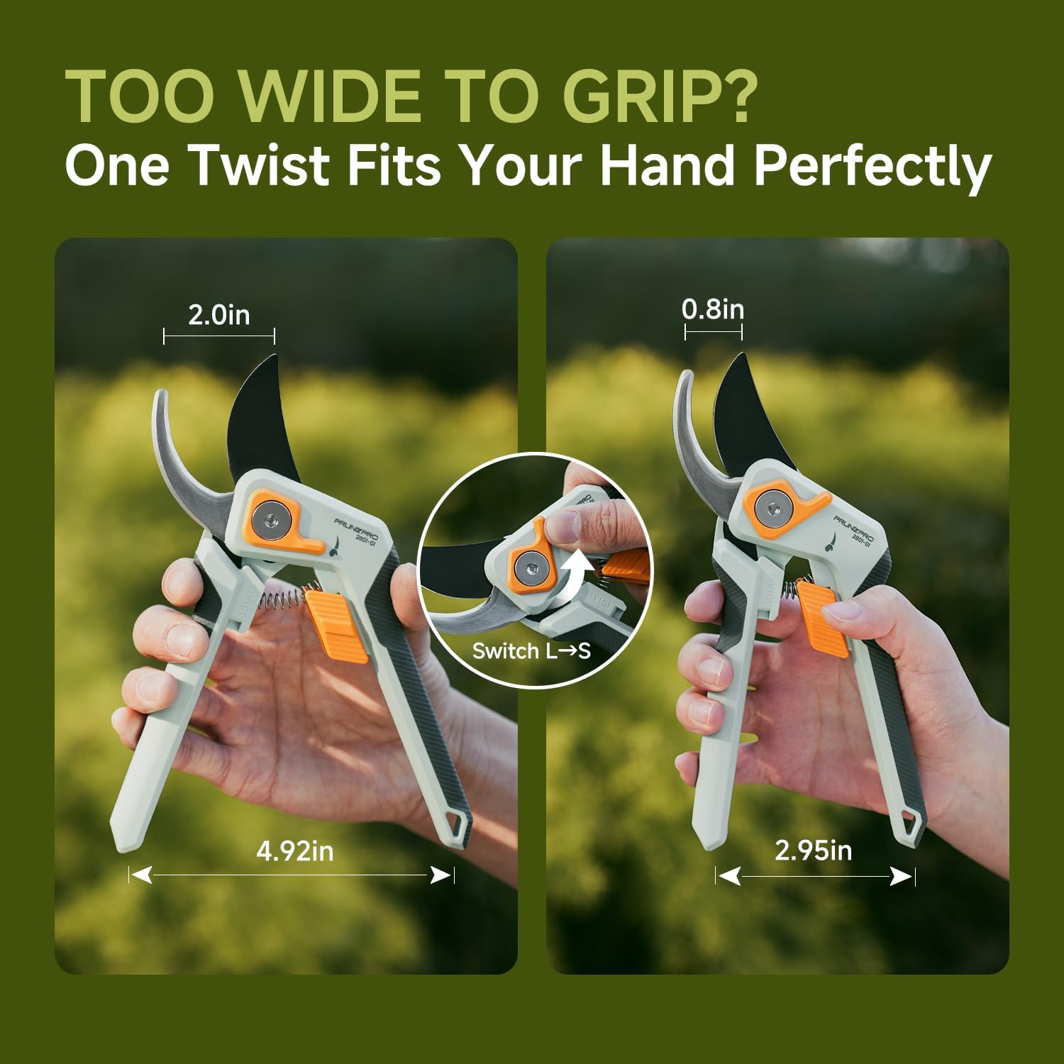 PrunePro® 4 Piece Garden Shears Set Stainless Steel Ultra Sharp Blade Arthritis Friendly Effortlessly Pruning Shears Loppers for Branches Bushes Stems Precision Cutting Extendable Hedge Shears - Image 3