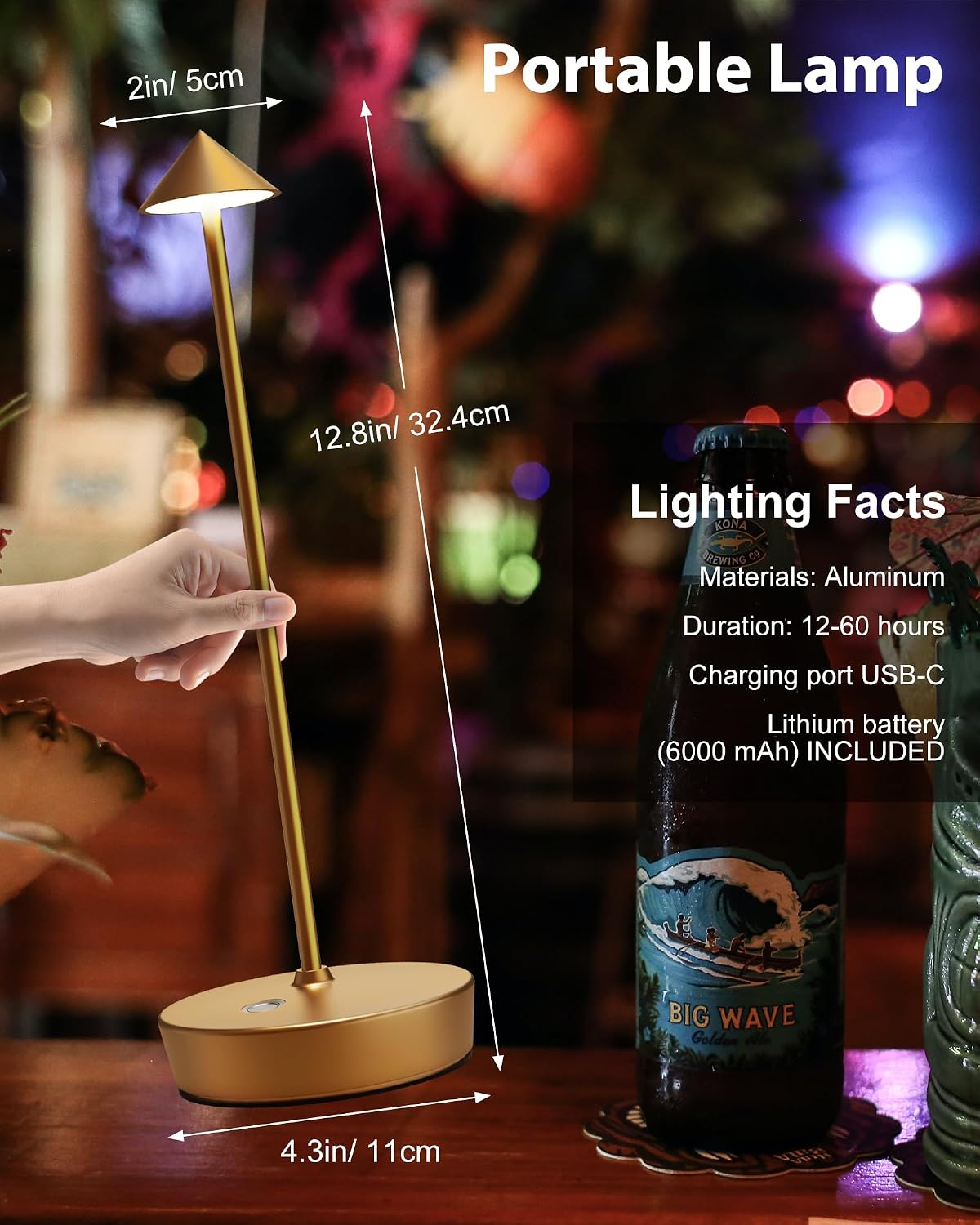 Cordless Table Lamp Rechargeable 6000mAh Battery Outdoor LED Light - Image 4