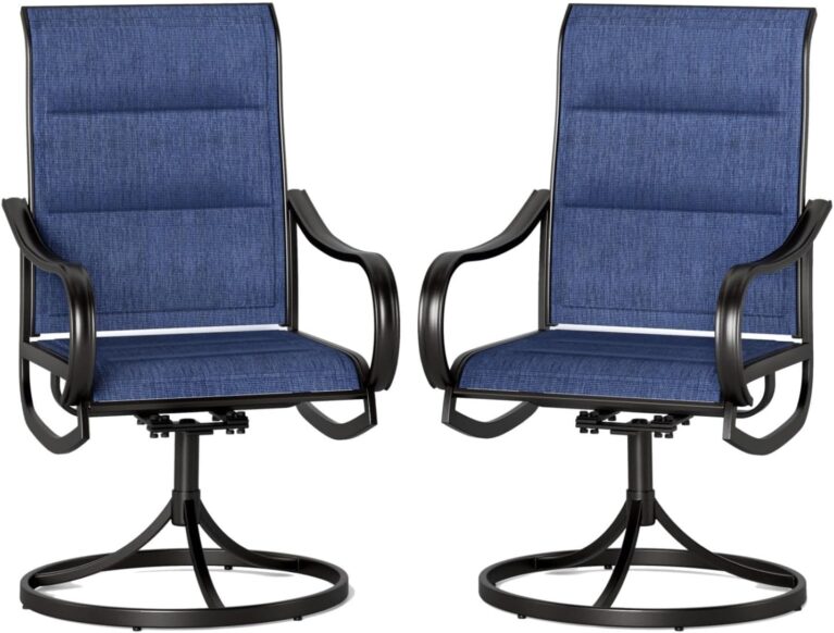 PHI VILLA Swivel Patio Dining Chairs Set of 2, Padded Textilene Mesh, Blue