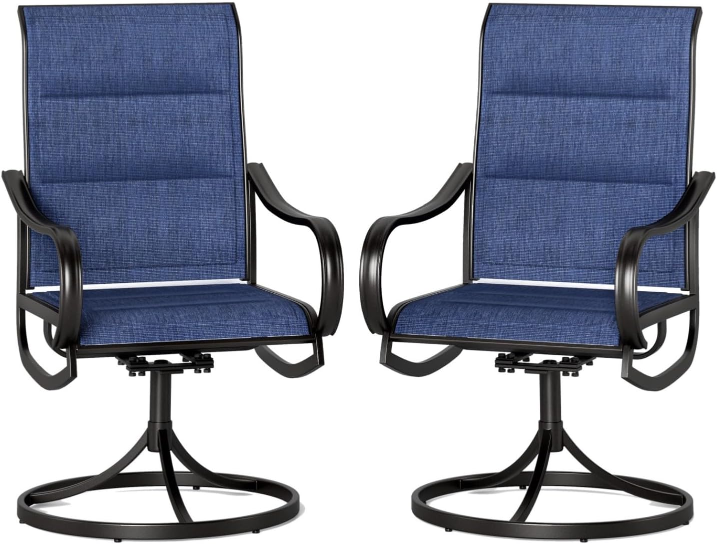 PHI VILLA Swivel Patio Dining Chairs Set of 2, Padded Textilene Mesh, Blue