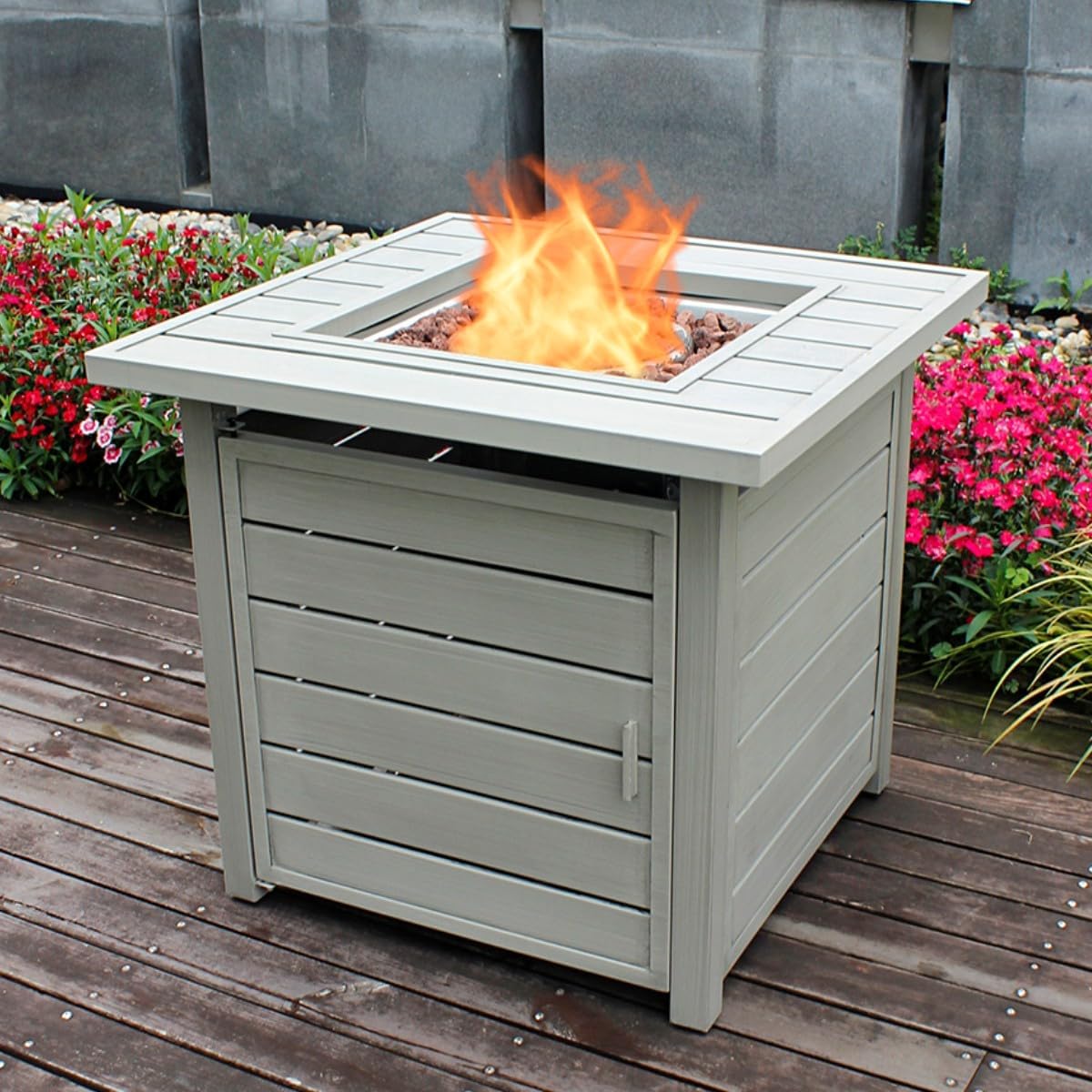 OutVue 28 inch Propane Fire Pit Table, 50000 BTU Gas Fire Pit