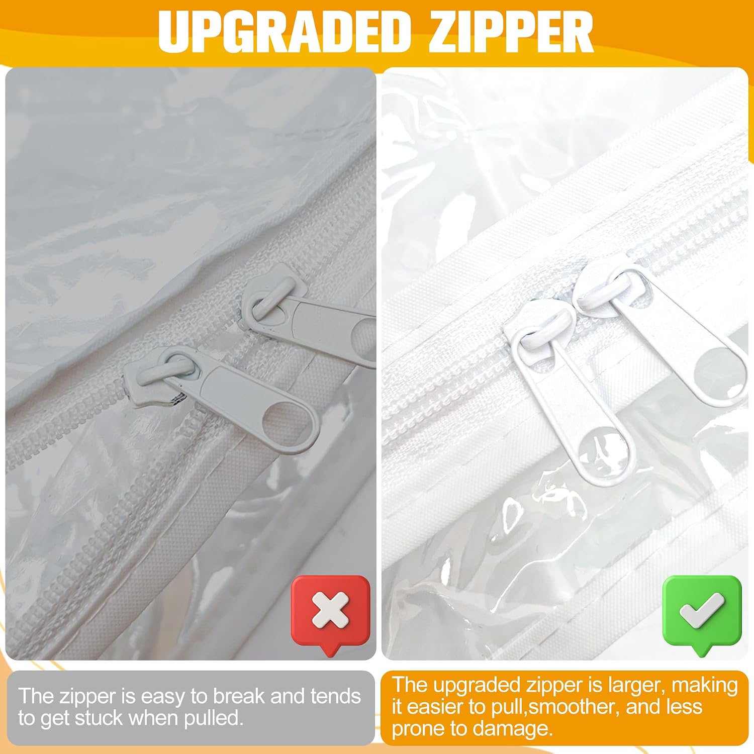 Plastic Storage Bags with Easy-Glide Zipper, Pack of 6, Durable Clear Vinyl Zippered Storage Bags for Clothes Sweaters Comforters Blankets Sheets Bedding (10.5 x 10.5 x 2.5 Inch, Transparent White) - Image 4