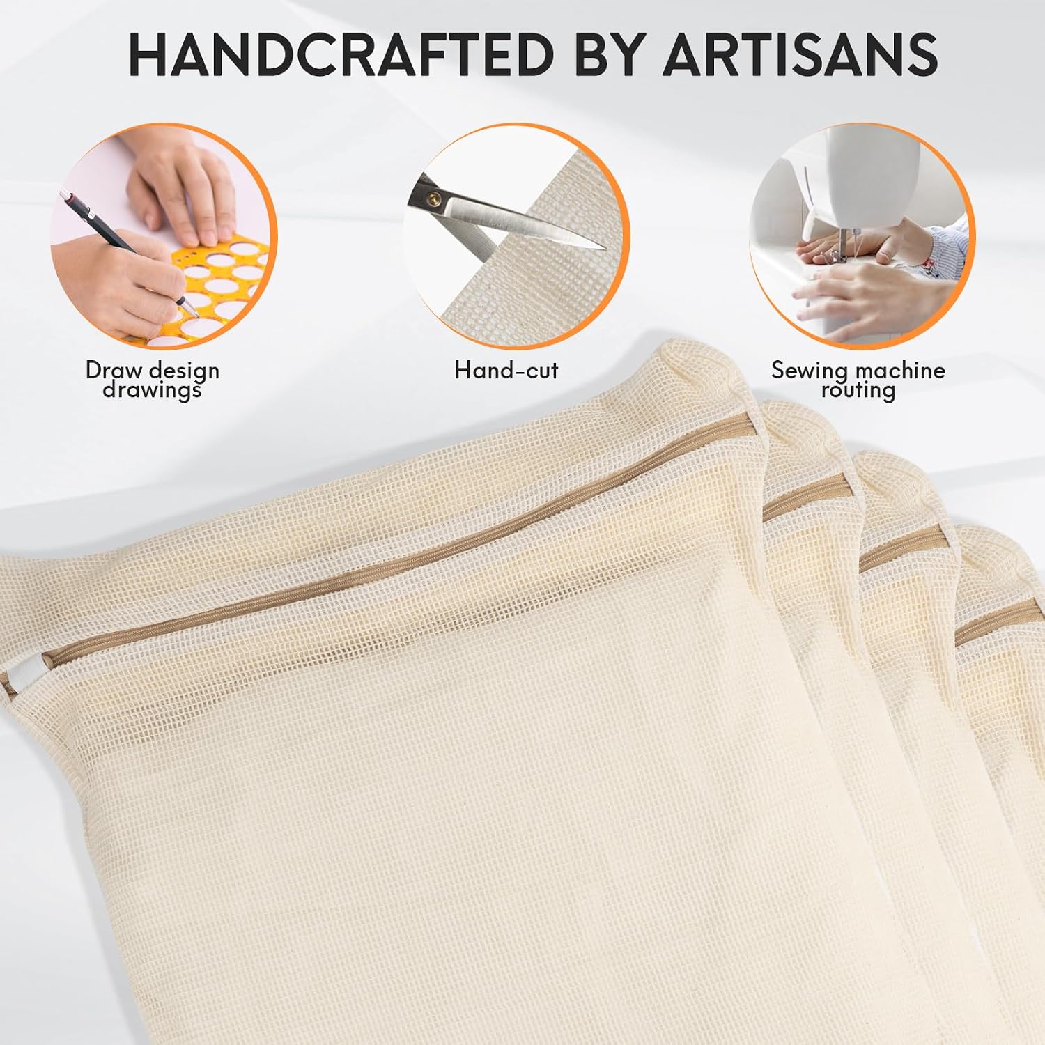 4-Piece Large Durable Organic Cotton Mesh Laundry Bags with Sturdy Zippers and Breathable Mesh are Delicate Laundry Bags for Underwear, Clothes, Pants and Socks - Image 3