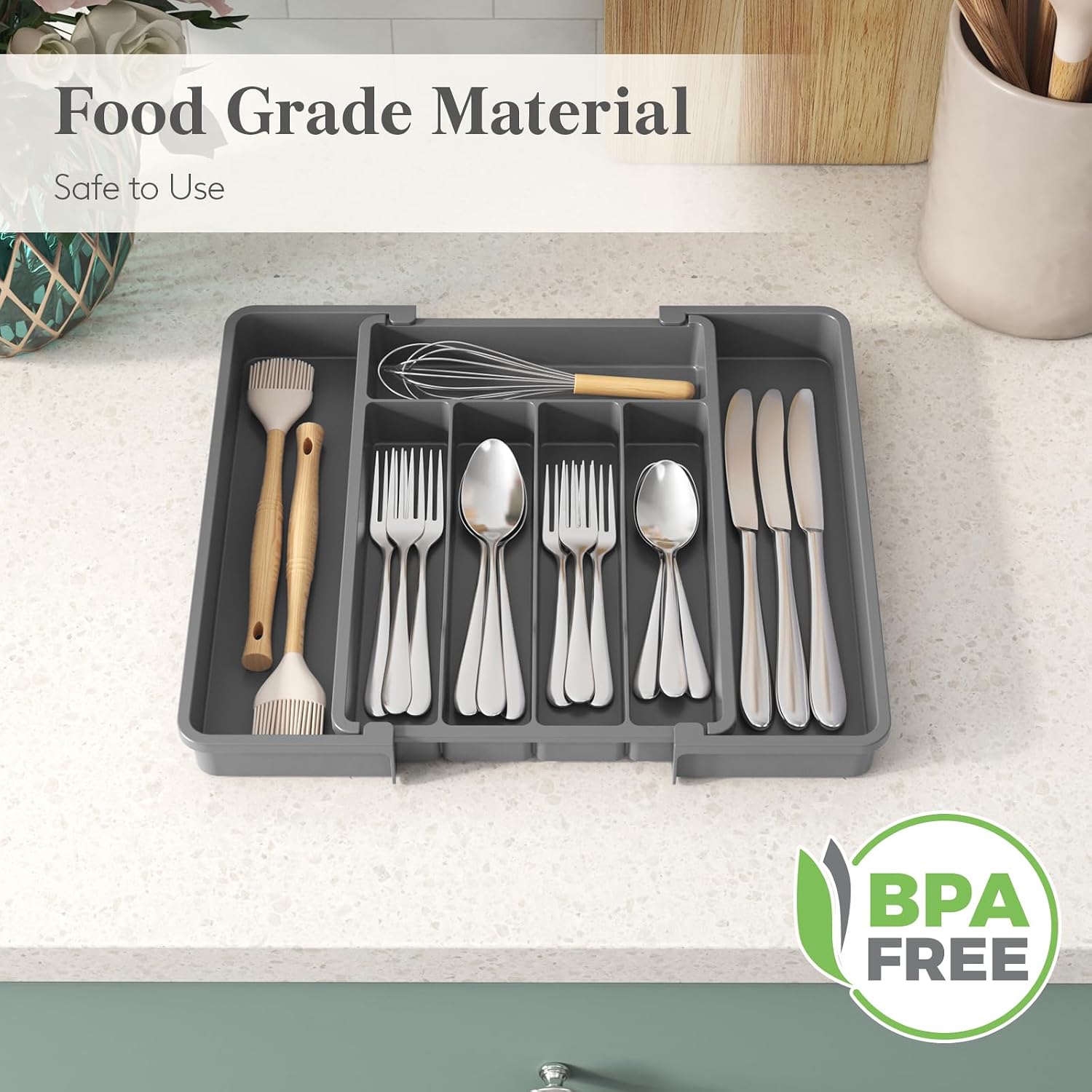 Lifewit Expandable Silverware Drawer Organizer, Kitchen Utensil Tray - Image 6