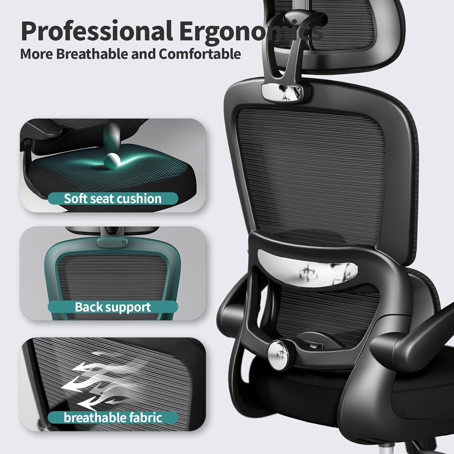 TRALT Office Chair Ergonomic Desk Chair - Gaming Chair with Lumbar Support - Image 4