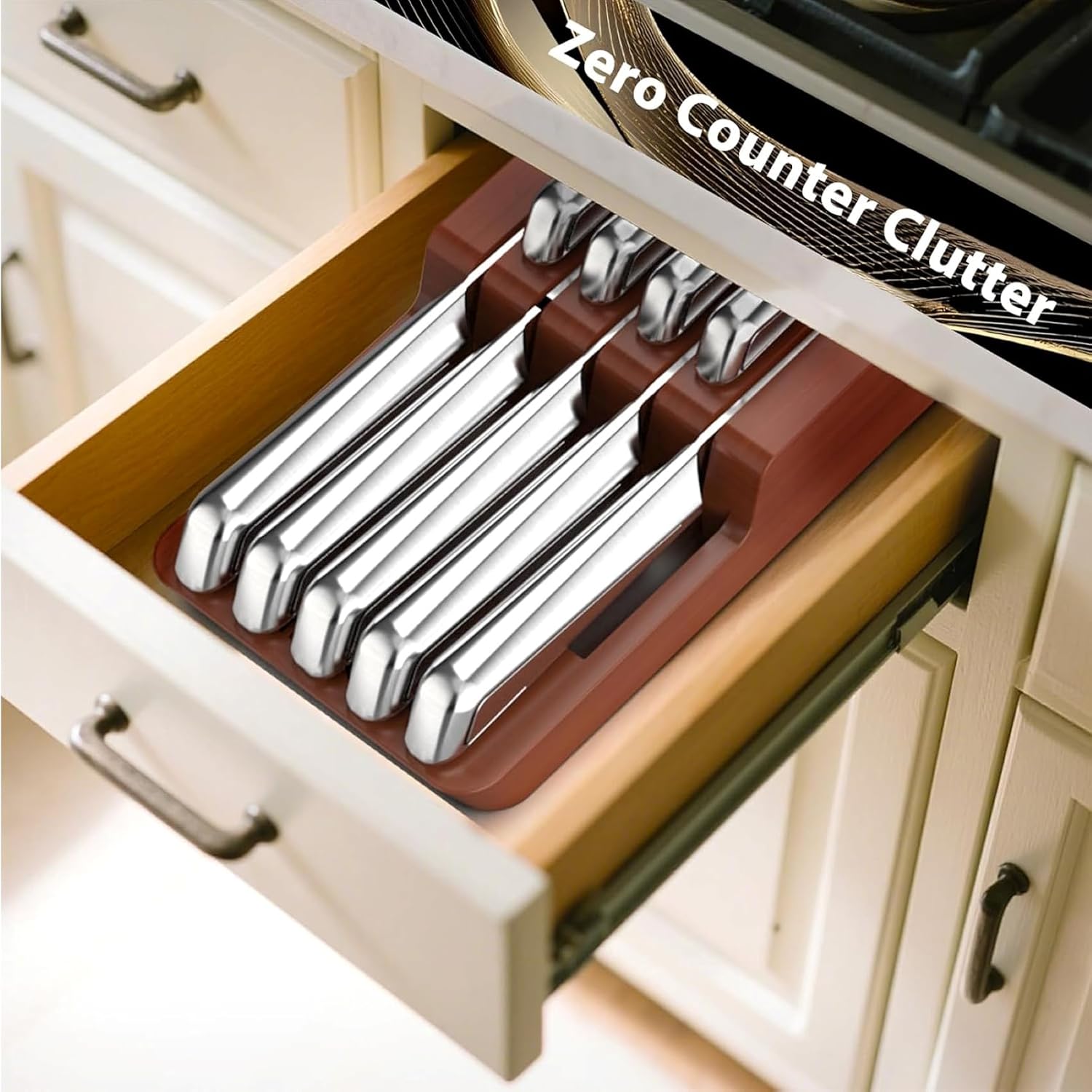 imarku 10 PCS Stainless Steel Drawer Knife Set with Wooden Organizer - Image 4