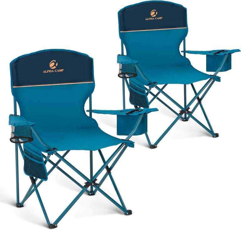 2 Pack Portable Camping Chair for Adults Lawn Chairs Support 250 lbs Blue
