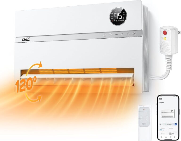 DREO Smart Wall Heater, 1500W Space Heater for Bedroom, White, ALCI Plug