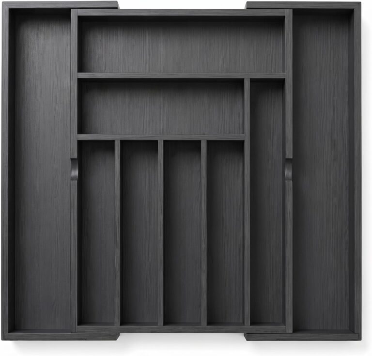 Expandable Bamboo Silverware Organizer, Kitchen Utensil Drawer Organizer
