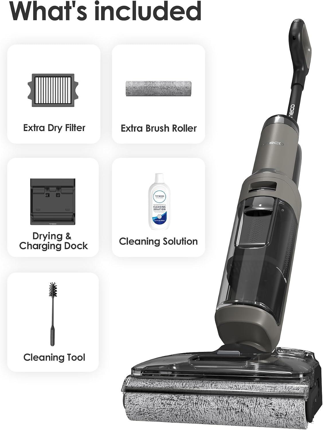 Tineco Floor ONE i6 Stretch Wet Dry Vacuum Cleaner, Vacuum & Mop All in One, 20kpa Powerful Suction, Up to 40 Minutes Runtime, 180° Lay-Flat, Anti-Tangle Design, Full-Path Self-Cleaning&185℉ Flashdry - Image 9