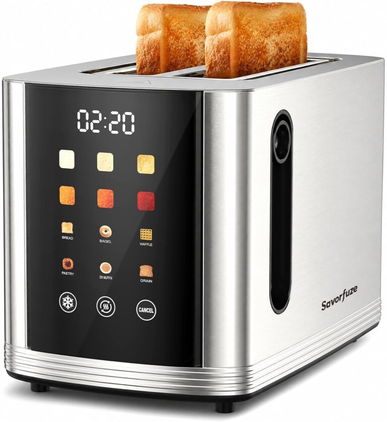 Toaster 2 Slice Touch Screen, Smart Toaster Wide Slot, Full Stainless Steel