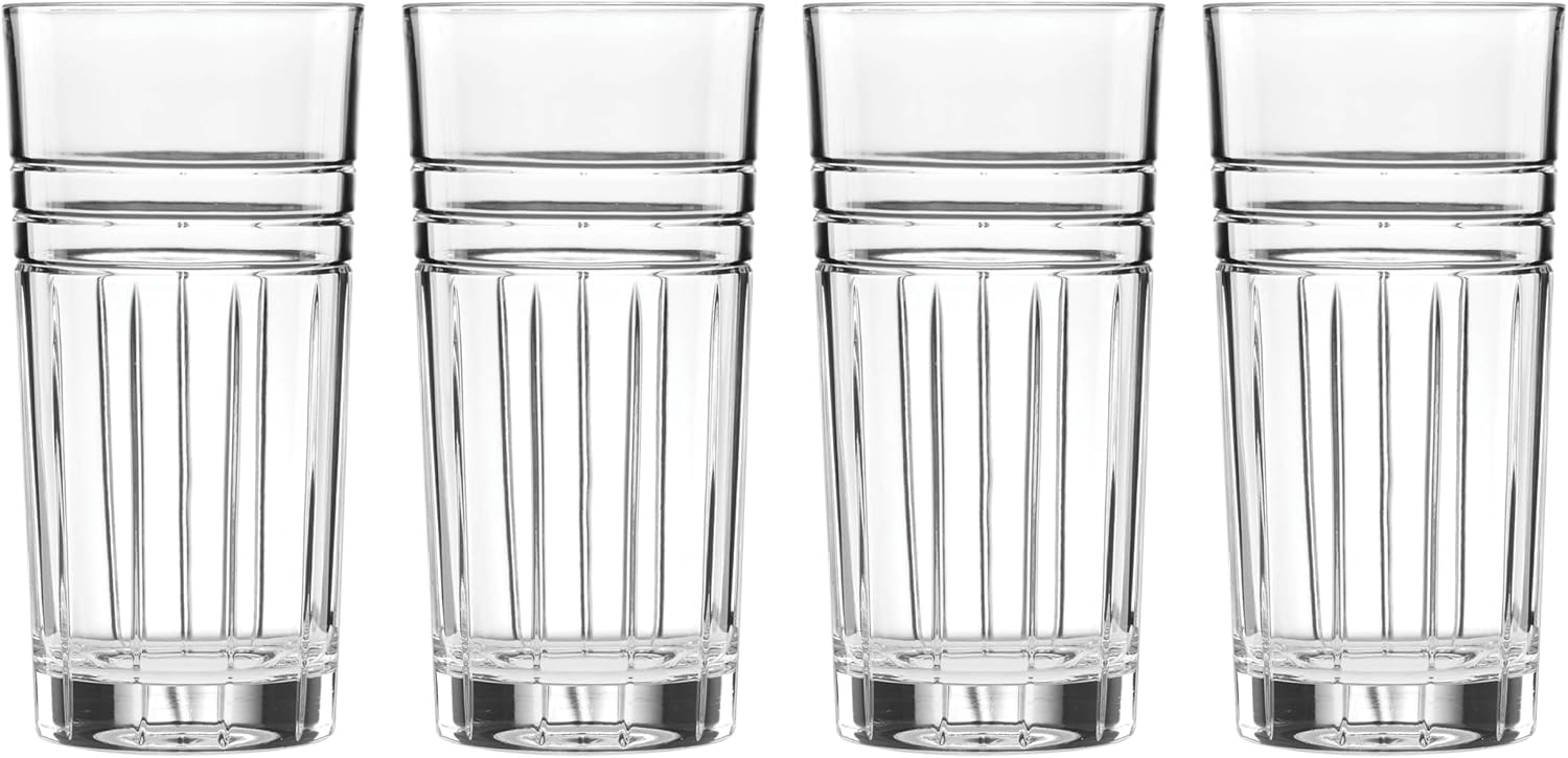 Reed & Barton Tempo Glassware Collection, Hiball Glasses, 14 Oz, Set of 4