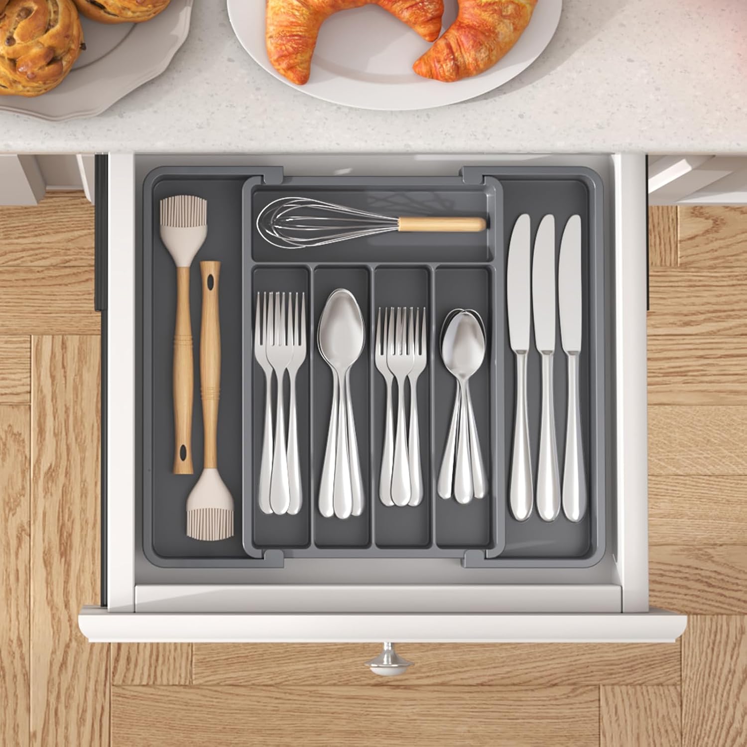 Lifewit Expandable Silverware Drawer Organizer, Kitchen Utensil Tray - Image 8