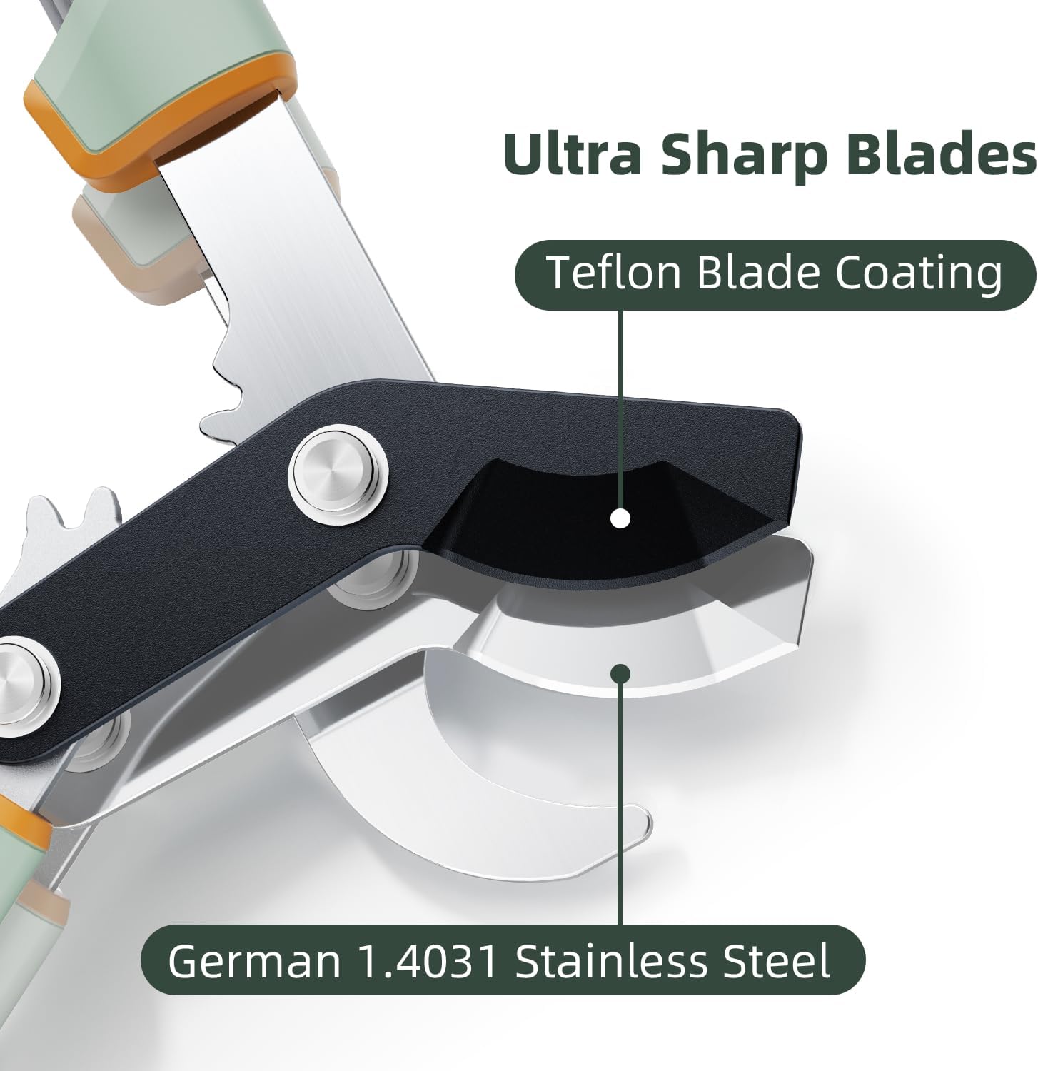 PrunePro® 3 Piece Garden Shears Set | 8" Pruning Shears 27" Lopper Extendable Hedge Shear Stainless Steel Ultra Sharp Teflon Coated Arthritis Friendly Effortlessly Prunes for Branches Bushes - Image 5